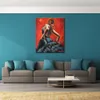 Moderna figuroljemålningar Spanska Flamenco -dansare i Blue Dress Handmade kvinna Canvas Art For Bedroom High Quality