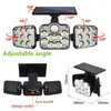 5m Wire 3 Heads Solar Lights Motion sensor LED Outdoor Wall Lamp Porch Light Waterproof Sunlight Powered for Garden