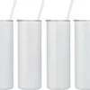 20oz vit blank sublimering tumblers muggar rak dubbel vägg isolerad vit rostfritt stål sublimering DIY vatten koppar