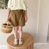 Summer kids unisex cotton linen casual shorts boys and girls thin 4 colors loose 210708
