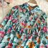 Lente Frans retro bos print blouse vrouwelijke hout oren revers bladerdeeg mouw blusa los en dun wild shirt C620 210507