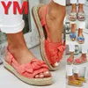 Yellow Summer Casual Bow Tie Womens Sandals Buckle Strap Flats Shoes Woman Solid Peep Toe Sandalias Mujer Fashion Zapato Mujer Y0721