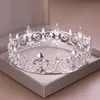 Gold Runde Krone König Königin Hochzeit Tiara Braut Kopfschmuck Männer Party Kristall Haarschmuck Hochzeit Haarschmuck