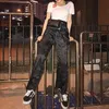 Filles Dragon imprimé Harajuku pantalon taille élastique jambe large pantalon droit femmes et homme décontracté Streetwear 210519
