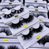 Lyx 25mm Mink Lashes Falska ögonfransar Lång 3D 5D Mjukt rörig Fluffy Eyelash Makeup Naturlig dramatisk Korsad tjock Volumn Maquiagem