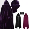 Uomini adulti Donne Velluto Con Cappuccio Costumi di Halloween Mantello Medievale Strega Vampiro Mago Mantello Vestito Operato Cosplay Coat251Y