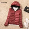 SEDUTMO Winter Duck Down Coat Women Ultra Light Hooded Jackets Two Side Wear Spring Puffer Jacket ED602 211011