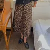 Frühling Herbst Hohe Taille Vintage Leopard Maxi Rock Weibliche OL Elegante Mode Allgleiches Lange Röcke Frauen 210421