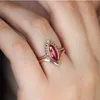 Cluster Rings Natural Rhombus Ruby Ring Cubic Zirconia Women Luxury Ladies Jewelry For Party Mother's Gift Brilliant CZ Wedding