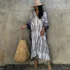 Damskie Stroje kąpielowe 2022 Boho Retro Paski Plus Size Kobiety Swimsuit Cover Up Summer Outing Sexy Bikini Wrap Dress Beachwear Kimono Pareo