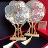 Mode guld brud handbuketter fan typ handgjorda blommor pärlstav kinesiska metall runda bröllop smycken tillbehör andra heminredning