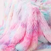 Couverture en peluche super douce Rainbow Coral Fleece Couvertures Housse de coussin colorée Furry Fuzzy Fur Warm Cozy Couch Blanket pour l'hiver 211122