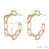 Orecchino a catena in metallo cavo color oro argento Huggie a cerchio per donna ragazza vintage semplice irregolare geometrico cerchio tondo gioielli