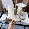 Botas de cuero para mujer, zapatos informales de marca con suela gruesa y tacón grueso, estilo británico, otoño 2023, 8522