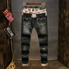 Streetwear Mode Heren Jeans Elastiek Slim Fit Borduurwerk Ontwerper Gescheurd voor Patchwork Hip Hop Denim Punk Broek Homme