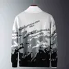 Harajuku Moutain Sweaters Mens Winter Ribbed Pullover White Black Knitted O-Neck Long Sleeves Thick Slim Sweater Men Soft Warm 210603