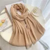 Knitted Cashmere Scarf Warm Winter Pashmina Shawl Wrap Solid Scarves Bandana Female Foulard Thick Blanked 220114