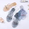 Slippers Designer Rivets Flip Flops Beach Slippers Femininas Flat Jelly Sandals Support wholesale Woman Summer Sandals Rivets Big Bowknot