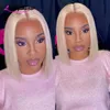 Lace Wigs Short Blunt Cut Straight Bob Front Wig Human Hair Brazilian Remy 613 Blonde Colored Transparent For Black Women49295943795190