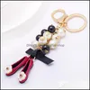 Nyckelringar Fashion Accessories Pearl Shoes Keychain Personlig broderad bil nyckelring kvinnlig väska hängande ornament charmkedja droppe