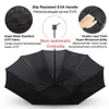 Dark Grid Doppelschicht Großer Regenschirm Regen Frauen 3 Falten Business Wasserdicht Männer Winddicht 10K Familie Paraguas Sonnenschirm 210626