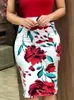 Kvinnor bodycon klänning sommar casual blomma tryck tunika smal paket hip klänningar eleganta damer boho klänningar vestidos plus storlek 5xl 210507