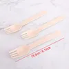 2021Disposable Eco-friendly Wood Flatware Dinnerware Spoon Knife Wooden Cutlery Set Fork Knives Dessert Scoop Wedding Party Tableware DHL