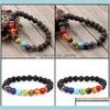 7 Chakra Stones ￓleos essenciais naturais Automiando aromaterapia hol￭stica Lava Pedra Mala Medita￧￣o Juxao Bracelets de charme PIW50