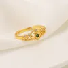 Bague femme exquise 18K jaune fin or massif GF blanc Turquoise vert principal zircon cubique coeur de mariage