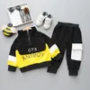 New Spring Autumn Children Fashion Clothing Sets Baby Boys Girls Letter Patchwork T Shirt Pants 2Pcs/sets Kids Toddler Tracksuit 201023 760 Y2