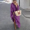 Casual Dresses Sexy Autumn Long Sleeve Women Dress 2021 Fashion Slant Collar Off Shoulder Solid Loose Plus Size Maxi Robe Femme