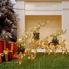 2022 Rok Dekoracji Ozdoby Christmas Gold Deer Elk Led Light Drzew Scena Room House Navidad Decor 211104