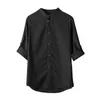 Chemises décontractées pour hommes Slim manches sept-quarts hommes chemise de Style chinois classique hauts costume Tang 3/4 chemisier en lin Camisa Masculina