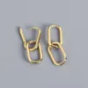 Boucles d'oreilles ovales géométriques en argent Sterling 925 pour femmes, boucles d'oreilles détachables de Style métallique Simple pour femmes S-E1412