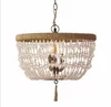 French Style Vintage crystal bead chandelier K9 3 lights hanging rope light for bedroom kitchen baby room