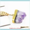 Кусочки ювелирные украшения рок Длинная золотая цепочка подвесной колье натуральный камень фиолетовый хрустальный ожерелья для женщин с ювелирными изделиями 2021