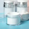 15 30 bottiglie da 50 G ML acrilico bianco perla 0,5 once barattolo per lozione sottovuoto sottovuoto senz'aria pressa cosmetica pompa d'aria ricaricabile in plastica contenitore per il trucco per l'imballaggio da viaggio