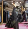 Schwarz Elegantes Abendkleid A-line Flare Hülse V-Ausschnitt Spitze Applikationen Pailletten Backless Bodenlänge Party Prom Kleid 2021