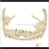 Headbands Jewelry Fashion Gold Plated Metal Leaf Headband Vintage Hairband For Women Wedding Elegant Leaves Hair Accessori