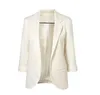 2020 Autumn Women Yellow White Red Casual Slim Blazers Ladies Jacket Coat Blazers Female 3/4 Sleeve BusinSuits X0721