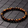 Natural Stone Beads Armband 6mm Ronde Tiger Eye Agates Turquoises Kralen Stretch Armband Voor Vrouwen Mannen Yoga Sieraden Geschenken