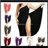 Casual Womens Apparel Drop Delivery 2021 S5Xl Women Bikini Cover Up Wrap Solid Color Beach Maxi Sexy Backless Slip Dresses Gallus Dress Beach