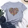 JCGO été coton femmes t-shirt 5XL grande taille coeur imprimé à manches courtes graphique t-shirt hauts décontracté col rond femme surdimensionné t-shirt 210623