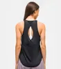 L-127 Kvinnor Toppar Avslappnad Andningsbar Fitness Yoga Shirt Camis Suit Back Hollow Splicing Mesh Snabbtorkande Sportväst