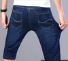 Zomer stretch blauwe denim shorts voor man katoen casual dunne shorts jeans goede kwaliteit man rechte fit knie lengte jeans 40 sho