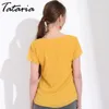 TATARIA Womens Chiffon Blouses Femme Casual O-Neck Short Sleeve Woman Tops Summer Ladies Shirts Blusas Sexy Slim Camicetta Donna 210514