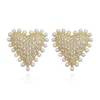 Boucles d'oreilles en forme de cœur pour femmes, bijoux avec pompon en cristal Zircon, cadeau pour filles, mode Simple, marque de luxe, couleur or, fête