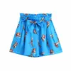 Neon Blue Women Sets Animal Print Satin Två bitar Top Shorts Suits Oversized Summer Women's Clothing Matching Set 210427