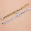 Ankiety moda hip -hop kryształowa kostka dla kobiecych bransoletki mężczyźni Miami Cuban Link Chunky Whole Foot łańcuch mrożony 9598029