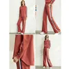 Minimalism Autumn Fashion Women Set Spliced Lapel Shirt Tops High Waist Loose Pants Female Suit 1879 210527